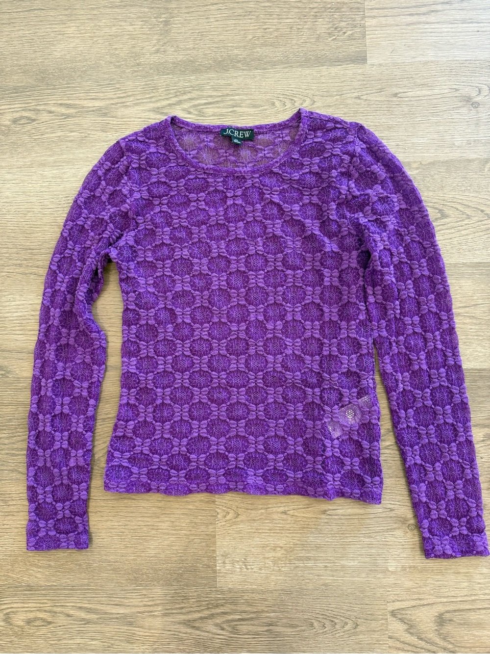 J. Crew Purple Floral Lace Long Sleeve Top